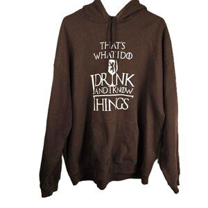 Games of Thrones Hoodie I Drink & Know Things Unisex 2X Brown Tyrion Lannister